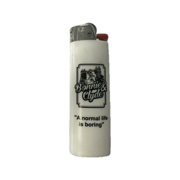 Bonnie and Clyde Cannabis Lighter White Printed Logo